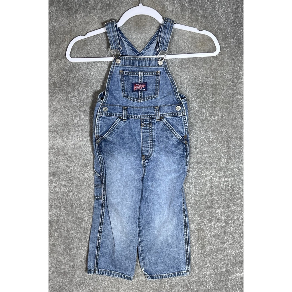 Old Navy Baby Denim Carpenter Bib Overalls Boys Size 3T Blue Cotton Pockets Y2K